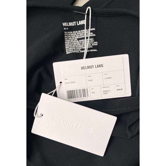 NWT HELMUT LANG Seamless Jersey Nylon Core Cutout Midi Dress in Black, Size XS/S - Picture 16 of 16